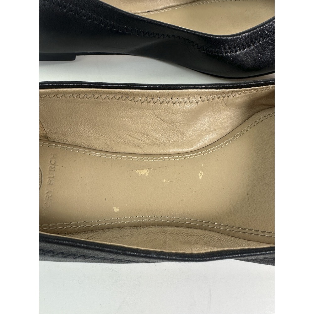 Tory Burch Liana Rhinestone Jewel Embellished Ballet Flats Black Leather Sz 6.5 - Picture 10 of 16